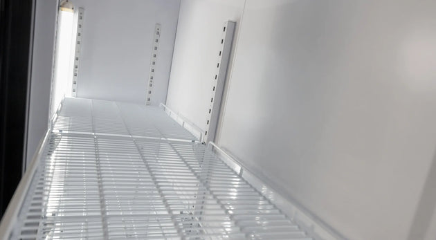 Omcan RE-CN-1000B display refrigerator angled view