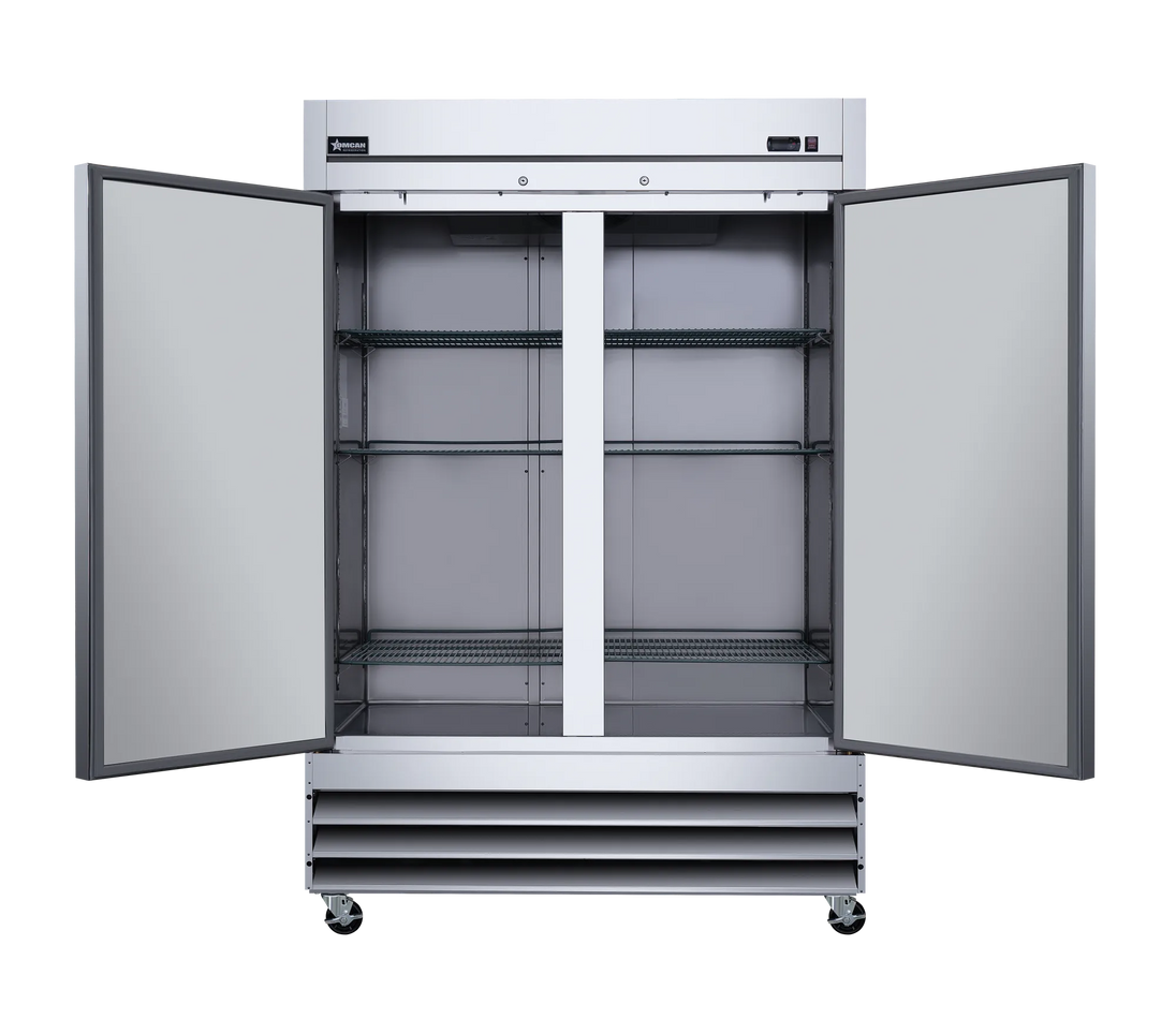 Omcan RE-CN-0041-HC reach-in refrigerator shelving detail
