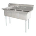 Omcan 43787 77 inch three tub stainless steel sink without drainboard
