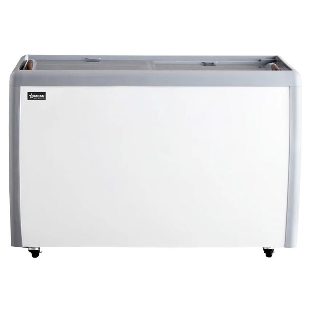 Omcan FR-CN-0460-R 60 inch two door ice cream display chest freezer with flat glass top