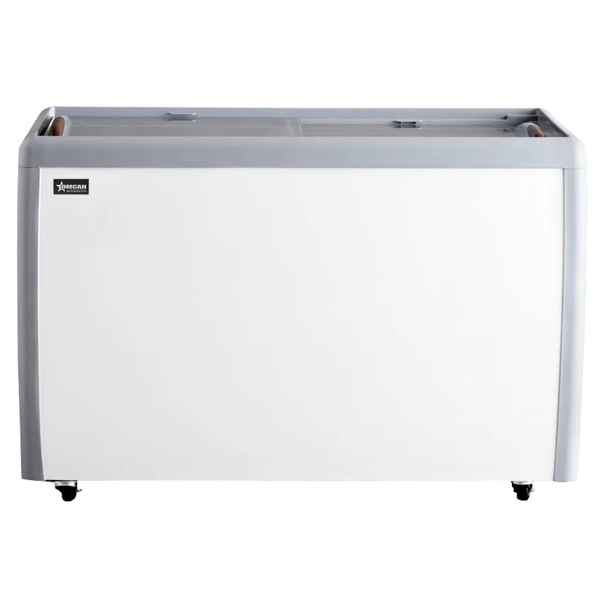 Omcan FR-CN-0460-R 60 inch two door ice cream display chest freezer with flat glass top