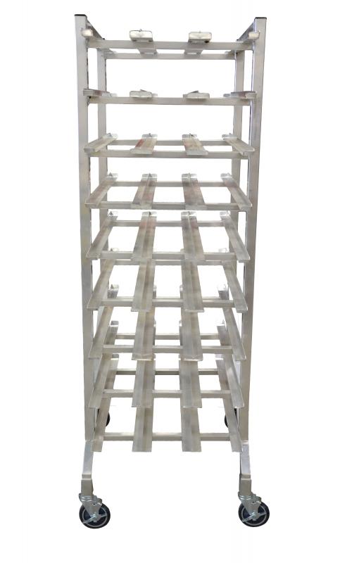 Omcan 27769 mobile can rack with 9 layers and casters