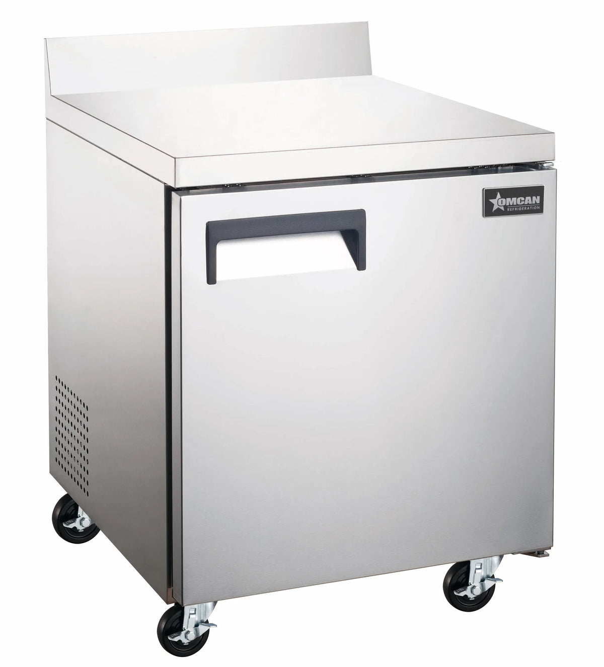 Omcan RE-CN-0006-BS-HC 27 inch one door worktop refrigerator with backsplash