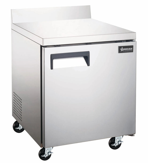 Omcan RE-CN-0006-BS-HC 27 inch one door worktop refrigerator with backsplash