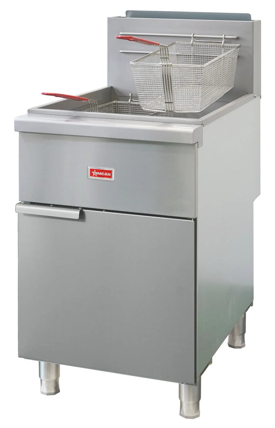 Omcan CE-CN-F5-NG 75-80 lb tube-fired natural gas floor fryer
