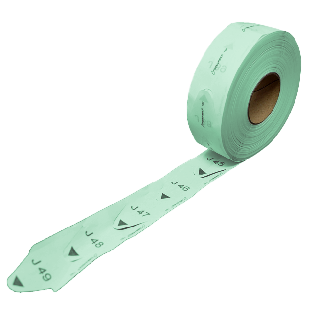 Omcan TIM80G Turn-O-Matic T80 green ticket rolls, case of 30