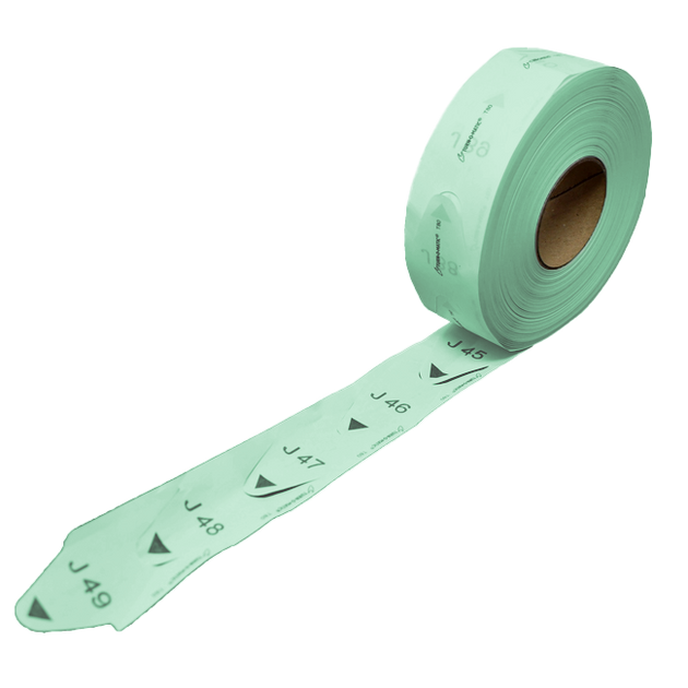 Omcan TIM80G Turn-O-Matic T80 green ticket rolls, case of 30