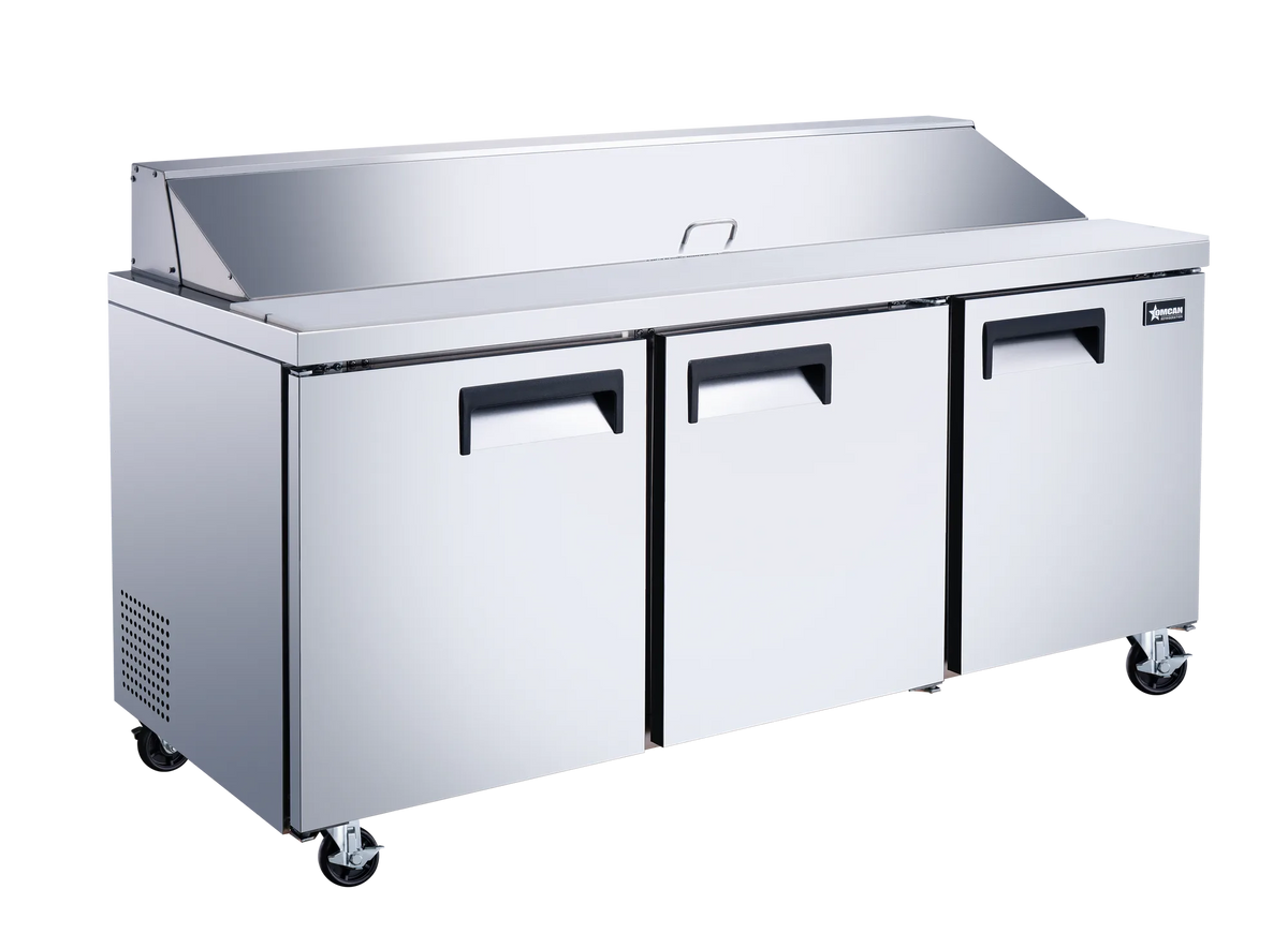 Omcan PT-CN-1778-HC 70 inch three door refrigerated sandwich prep table