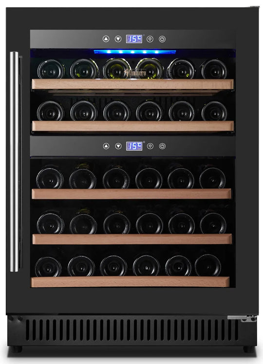 Omcan WC-CN-0040-DB Vinovero 24 inch dual zone wine cooler black glass door