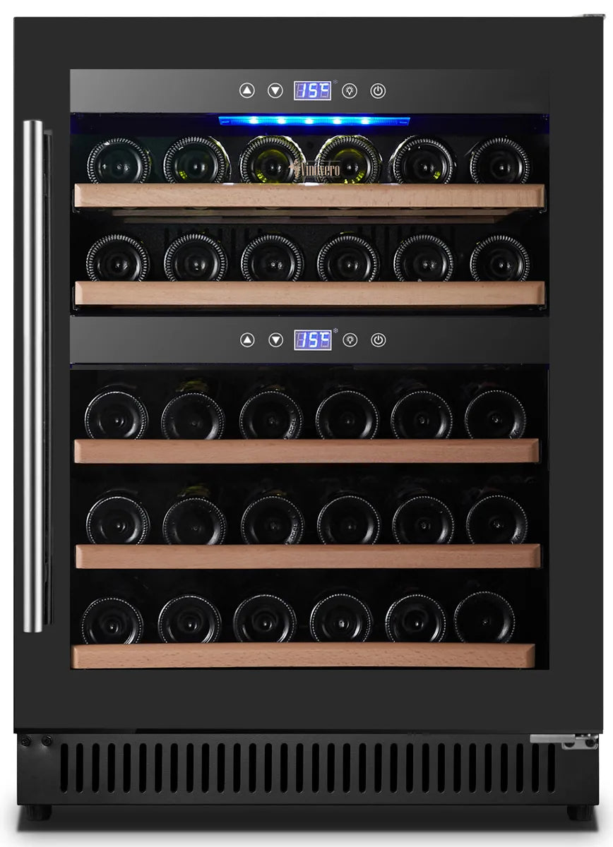 Omcan WC-CN-0040-DB Vinovero 24 inch dual zone wine cooler black glass door