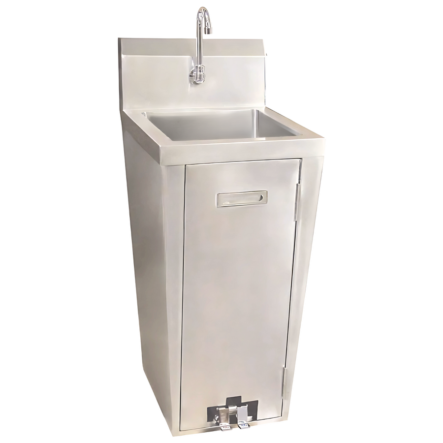 Omcan 23515 stainless steel pedestal sink with foot valve and faucet