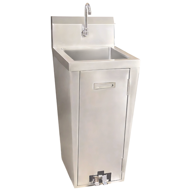 Omcan 23515 stainless steel pedestal sink with foot valve and faucet