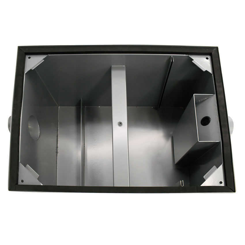 Omcan 48140 epoxy coated steel grease trap with 50 lb capacity