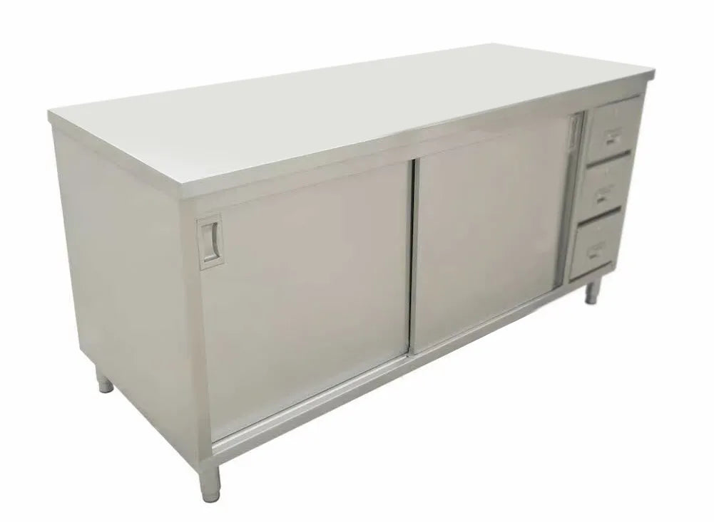 Omcan 44196 30 x 60 Inch stainless steel worktable with cabinets and drawers