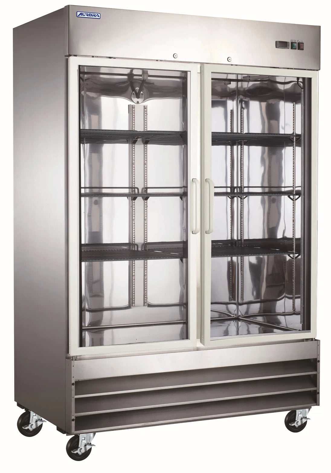 Omcan RE-CN-0041E-G-HC Aurora 54 inch glass door stainless steel reach-in refrigerator