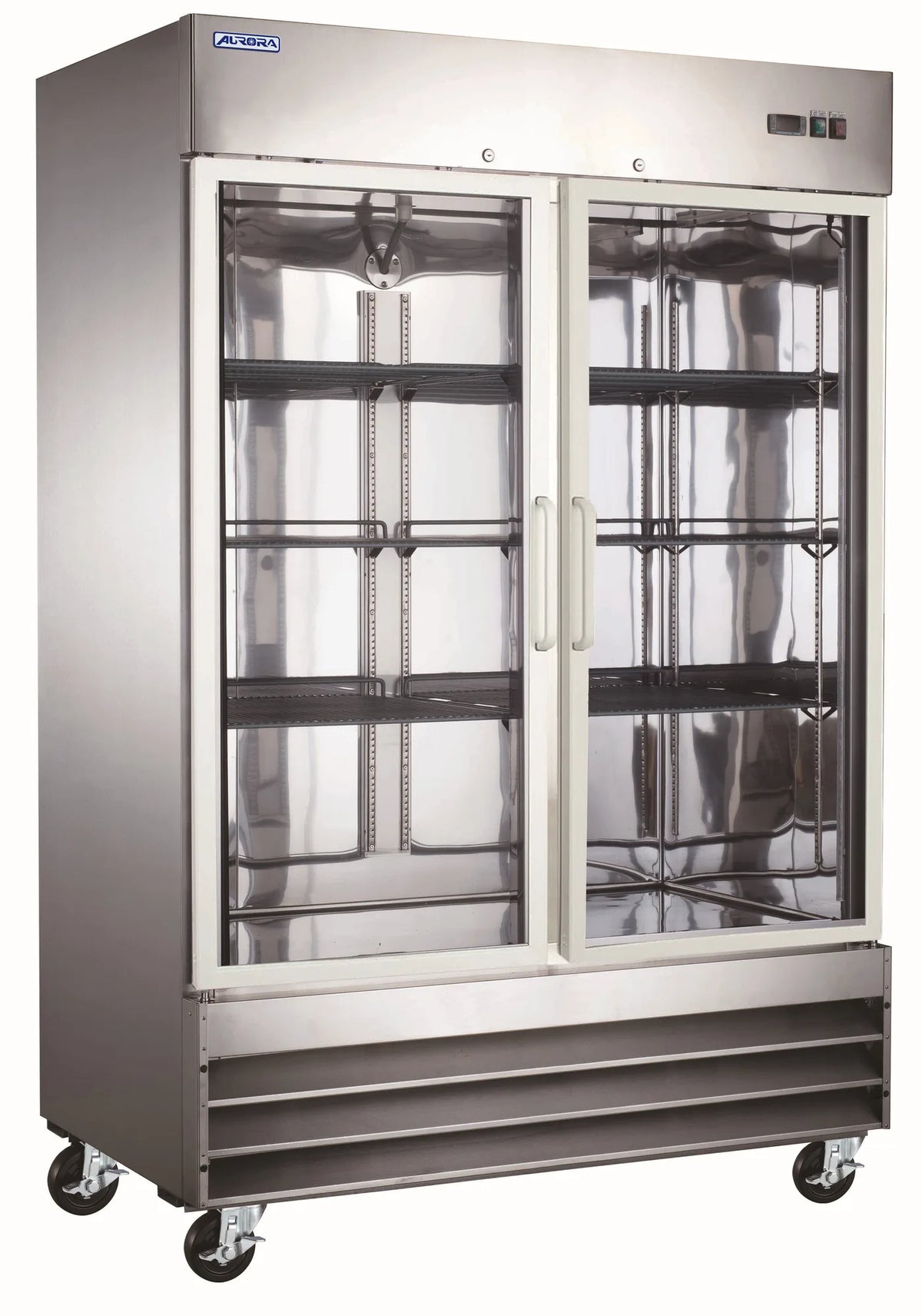Omcan RE-CN-0041E-G-HC Aurora 54 inch glass door stainless steel reach-in refrigerator