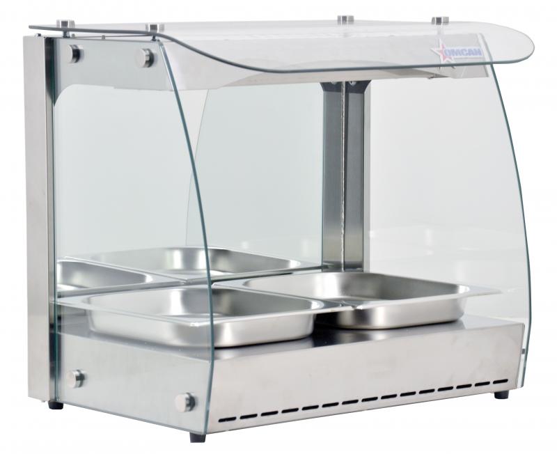 Omcan FW-CN-0066-C 22 inch countertop heated display case with curved glass