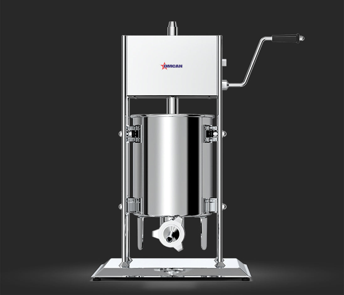 Omcan 47500 33 lb vertical manual sausage stuffer stainless steel