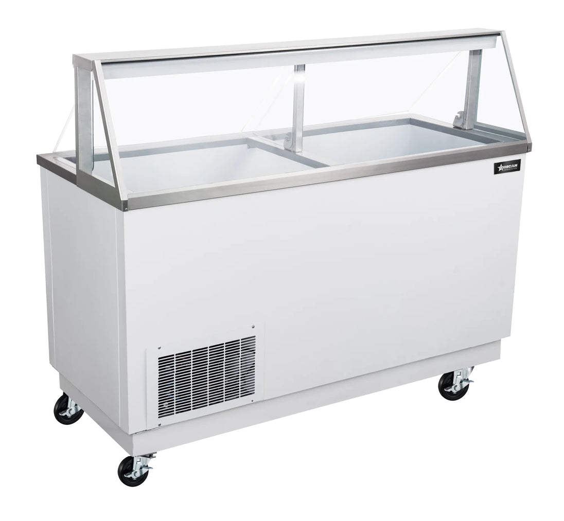 Omcan FR-CN-0068 68 inch ice cream dipping display freezer with sneeze guard