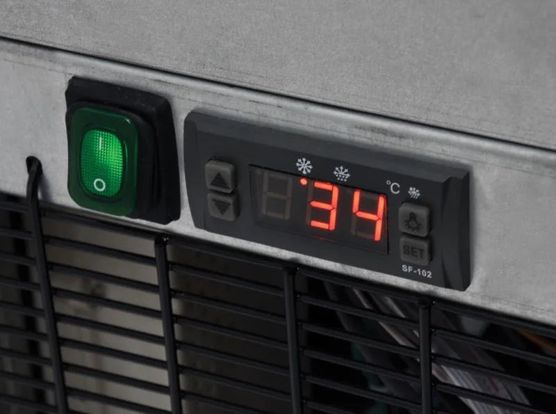 Omcan RS-CN-0380 open refrigerated showcase angle view