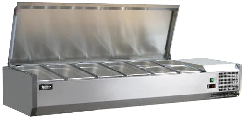 Omcan RS-CN-0006-PSS refrigerated pizza topping rail with stainless steel cover