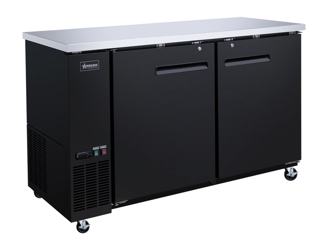 Omcan BB-CN-0016-SH 61 inch two solid door back bar cooler black