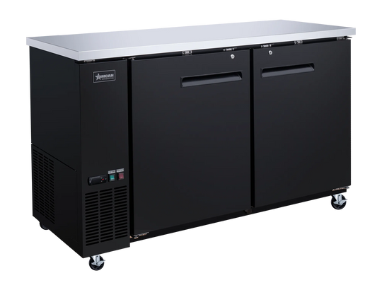 Omcan BB-CN-0016-SH 61 inch two solid door back bar cooler black