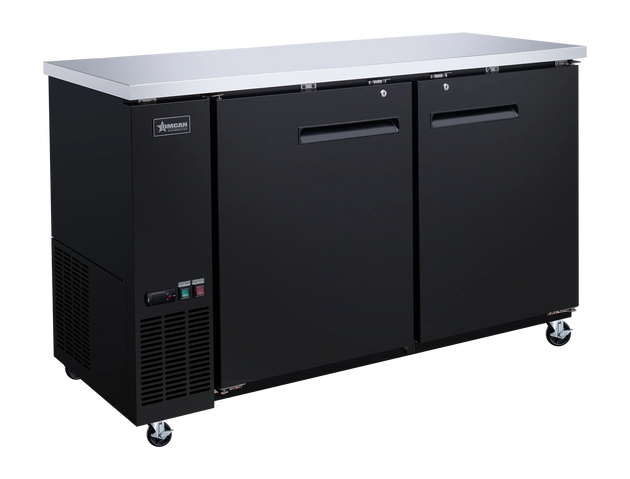 Omcan BB-CN-0016-SH 61 inch two solid door back bar cooler black