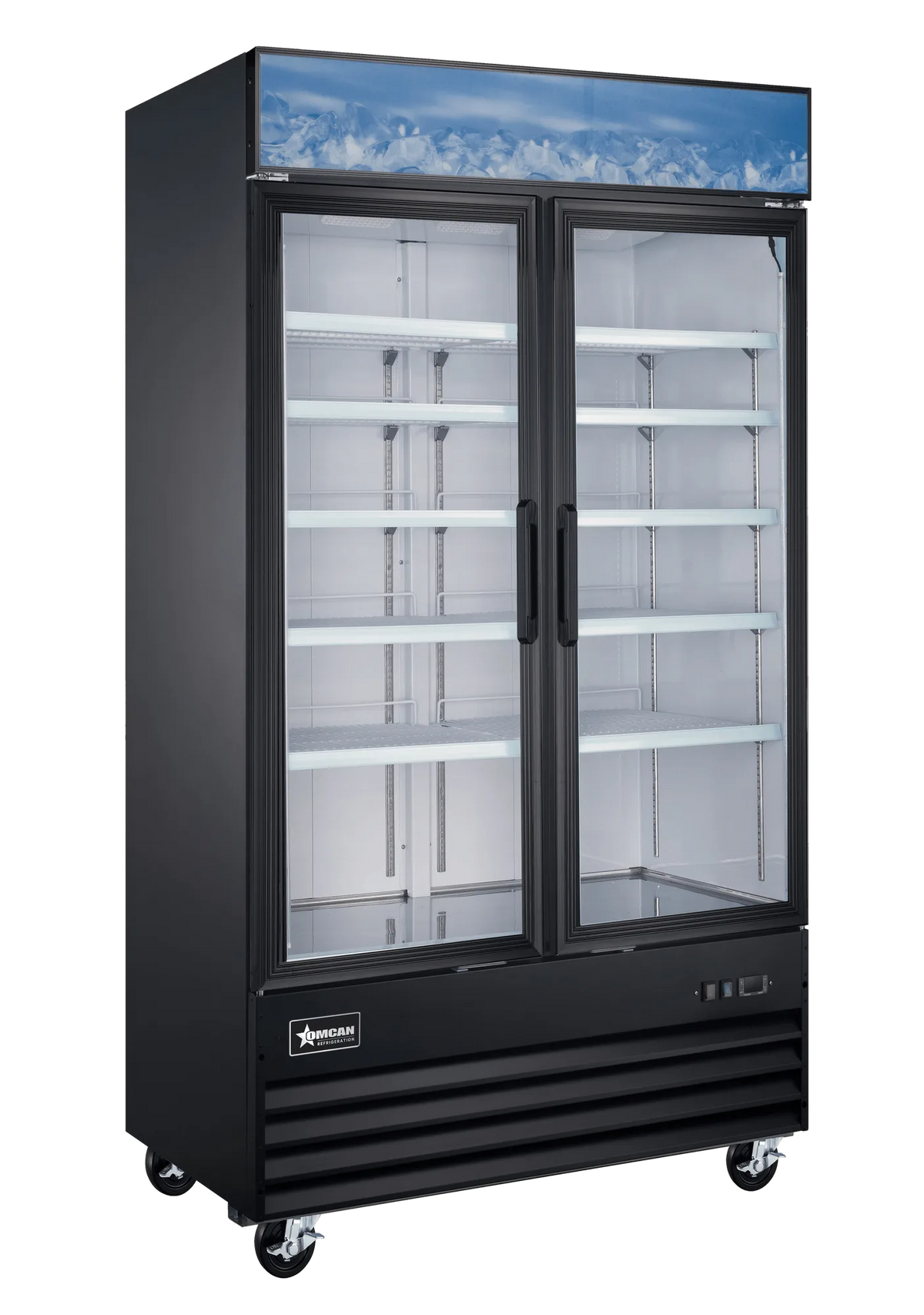 Omcan FR-CN-1250-HC-BK 49 inch black two glass door display freezer