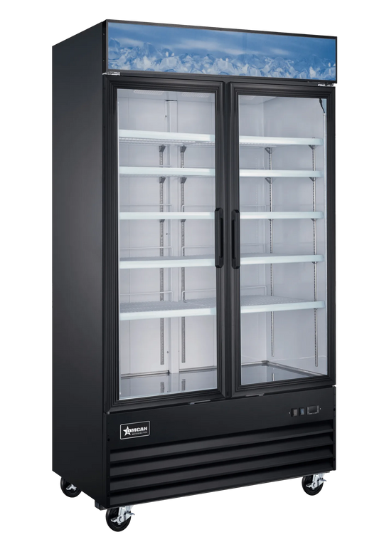 Omcan FR-CN-1250-HC-BK 49 inch black two glass door display freezer