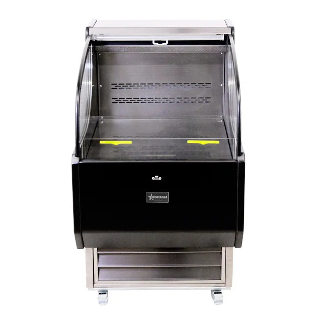 Omcan RS-CN-0186 open refrigerated display case angle view