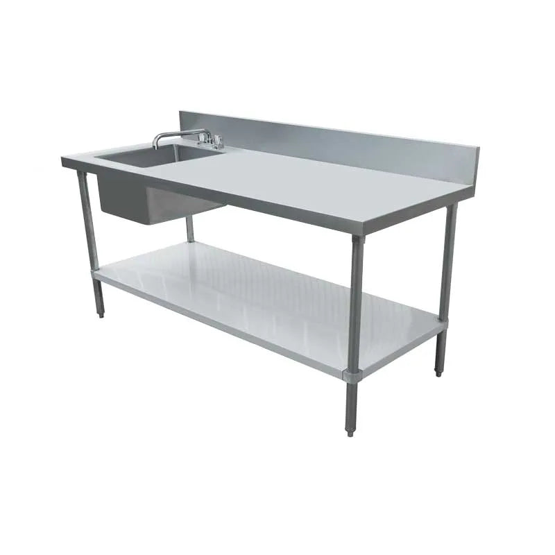 Omcan 43231 30 x 60 inch stainless steel work table with left sink
