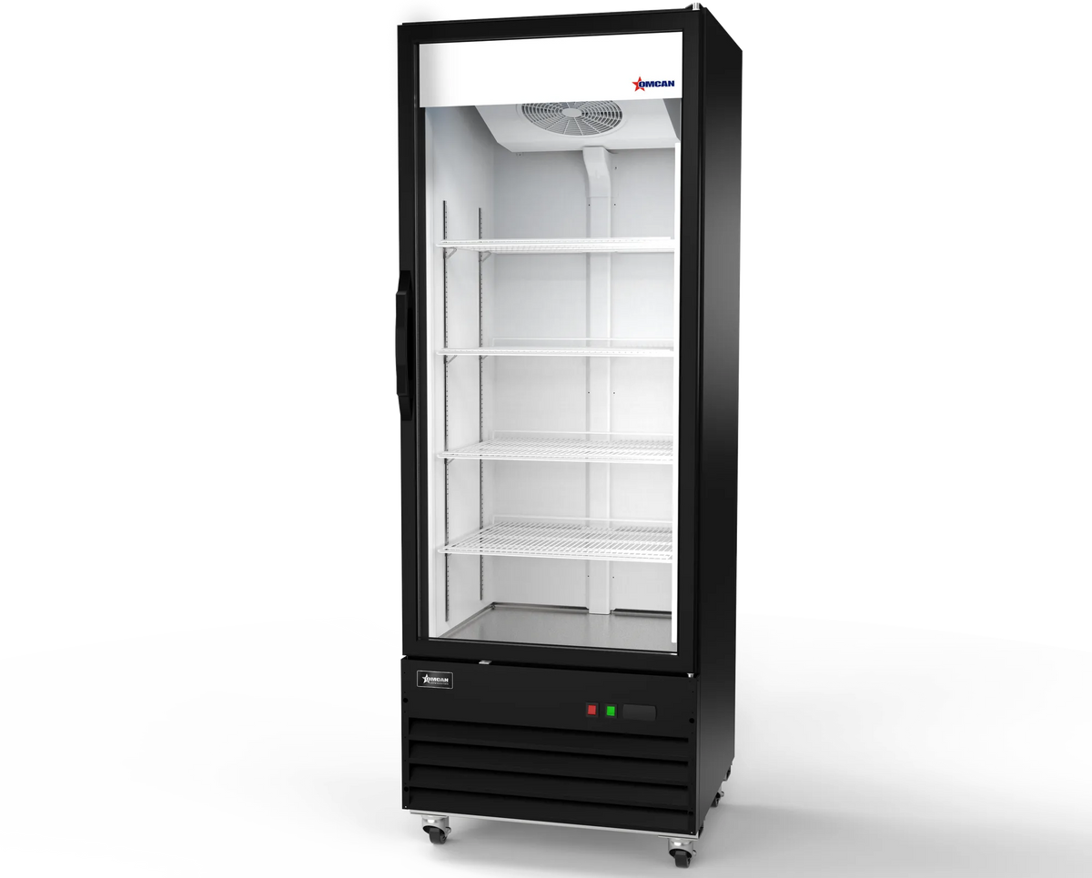 Omcan RE-CN-29R-HC 30 inch black one glass door display refrigerator