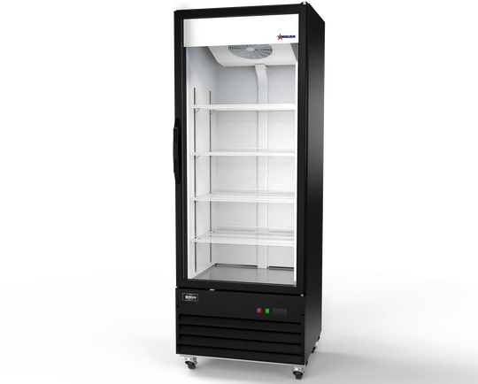 Omcan RE-CN-29R-HC 30 inch black one glass door display refrigerator
