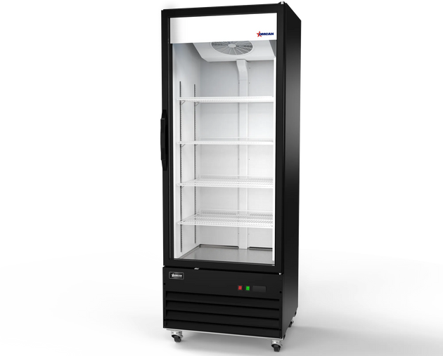 Omcan RE-CN-29R-HC 30 inch black one glass door display refrigerator