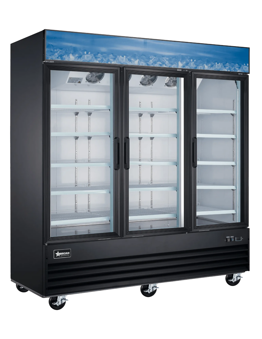 Omcan FR-CN-0052-HC-BK 80 inch black three glass door display freezer