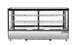 Migali Industries C-70CTS-48 48 Inch Refrigerated Countertop Display Case - front view of the square straight-glass case with two wire display shelves and stainless base