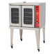 Migali Industries C-CO1-SD-LP 38 Inch Gas Convection Oven - single deck oven on stainless steel legs with casters, twin glass doors and red control panel