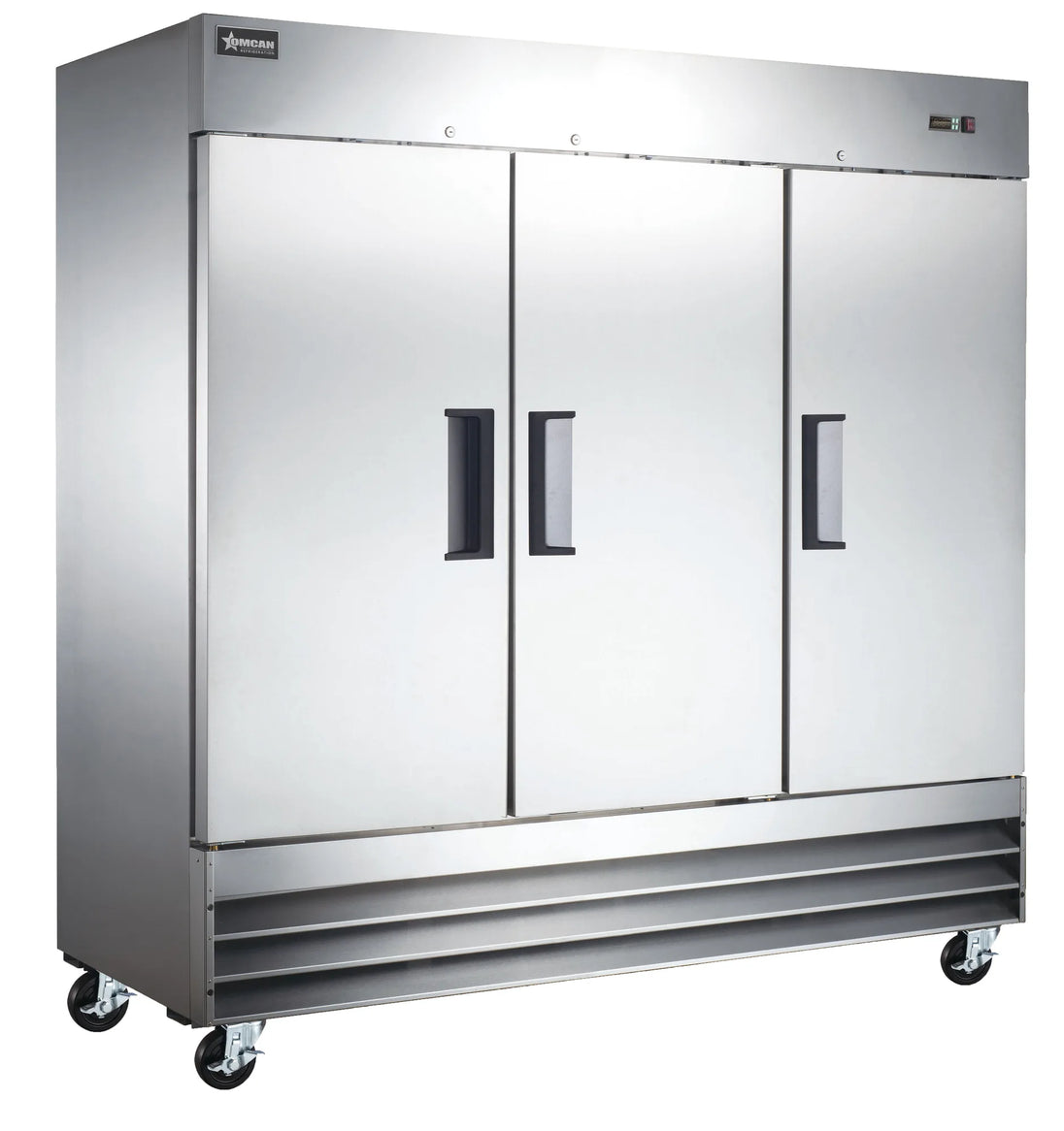Omcan FR-CN-2057-HC 81 inch three door stainless steel reach-in freezer