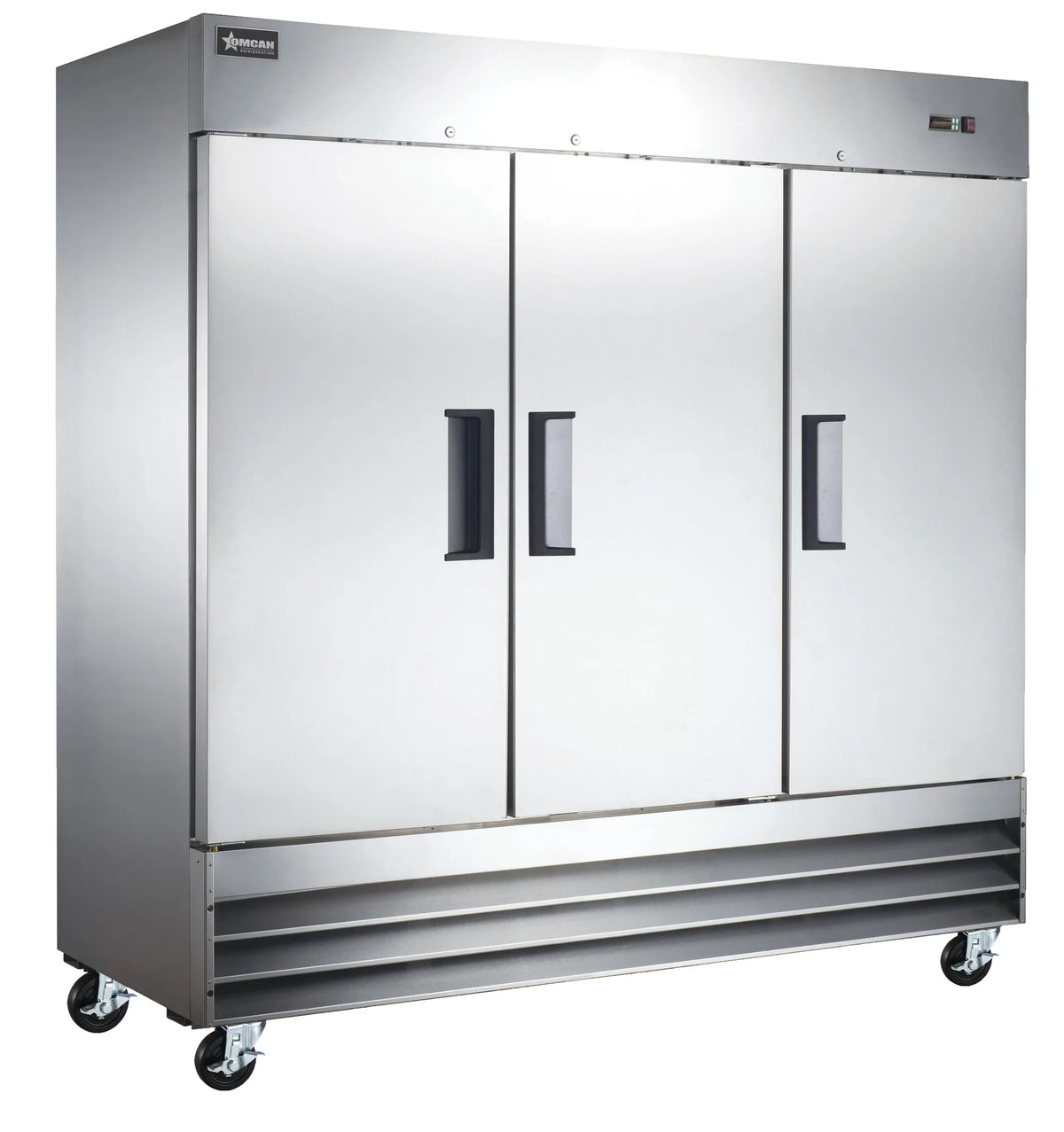 Omcan FR-CN-2057-HC 81 inch three door stainless steel reach-in freezer