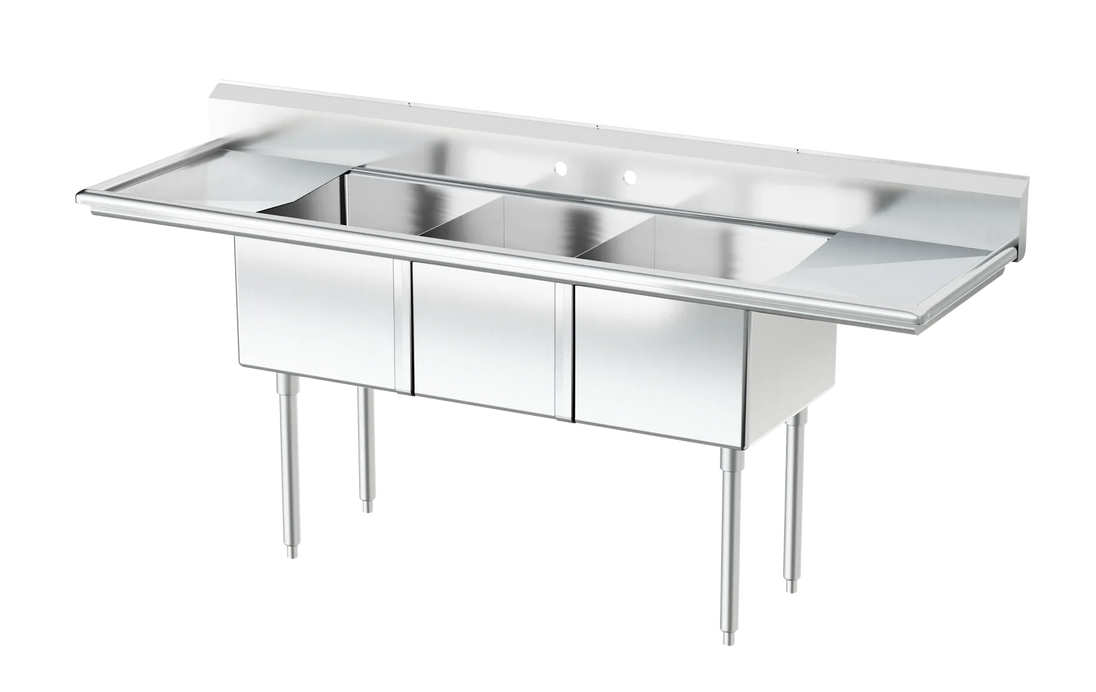Omcan 25273 three tub sink tub detail