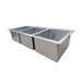 Omcan 44604 three compartment stainless steel drop in sink with flat top