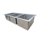 Omcan 44604 three compartment stainless steel drop in sink with flat top