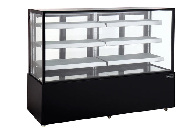 Omcan RS-CN-0571-BL 72 inch black square glass refrigerated floor display case