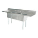 Omcan 43789 120 inch three tub sink with 24 x 24 x 14 inch tubs and two drainboards