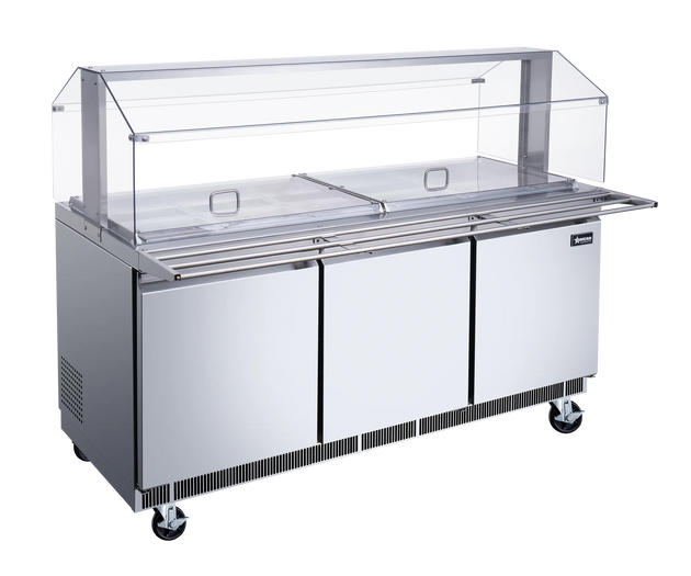Omcan PT-CN-1778-S-HC 72 inch refrigerated salad bar cold food table with sneeze guard