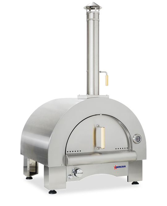 Omcan CE-CN-0082T-WG countertop wood burning and propane pizza oven