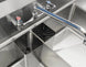 Omcan 43776 three tub stainless steel sink with center drains and no drainboard