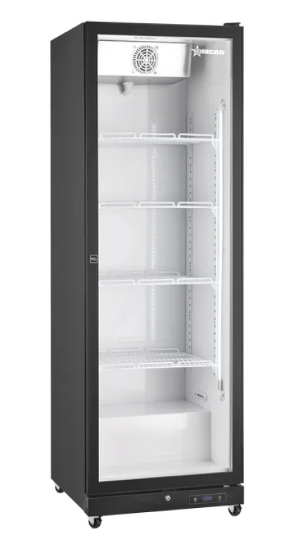 Omcan RE-CN-0450B 26 inch black one glass door display refrigerator with LED light