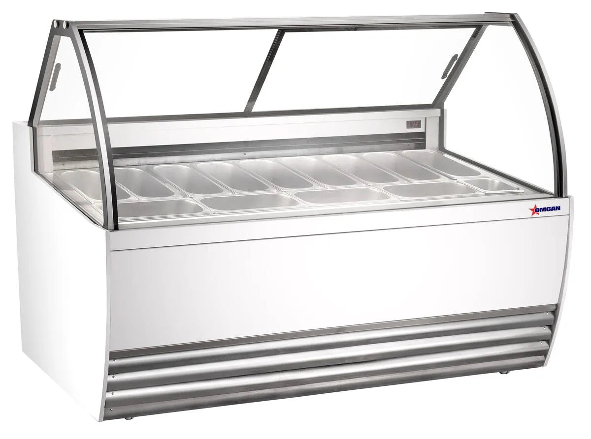 Omcan FR-CN-00013W 69.5 inch thirteen pan gelato display showcase white exterior
